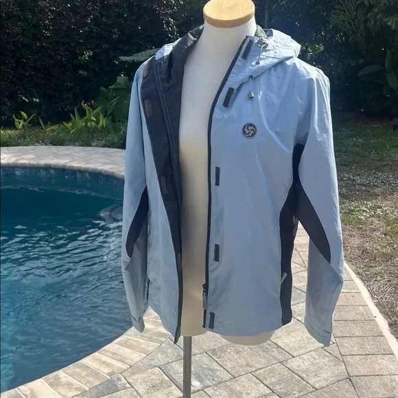 Crane Small Light Blue Hooded Windbreaker Womens TechTex - Picture 7 of 13